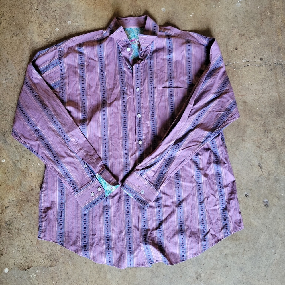 Men's Bugatchi Design Button Down Dress Shirt - Medium